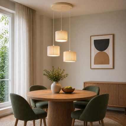 Brilliant - Suspension sur câble VELIN 3xE27/20W/230V Ø 61 cm crème