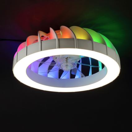 Brilliant - Ventilateur de plafond à intensité variable avec lumière RGBW FANORA LED/30W/230V 2700-6500K d. 46 cm blanc + Télécommande
