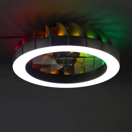 Brilliant - Ventilateur de plafond à intensité variable avec lumière RGBW FANORA LED/30W/230V 2700-6500K d. 46 cm noir + Télécommande