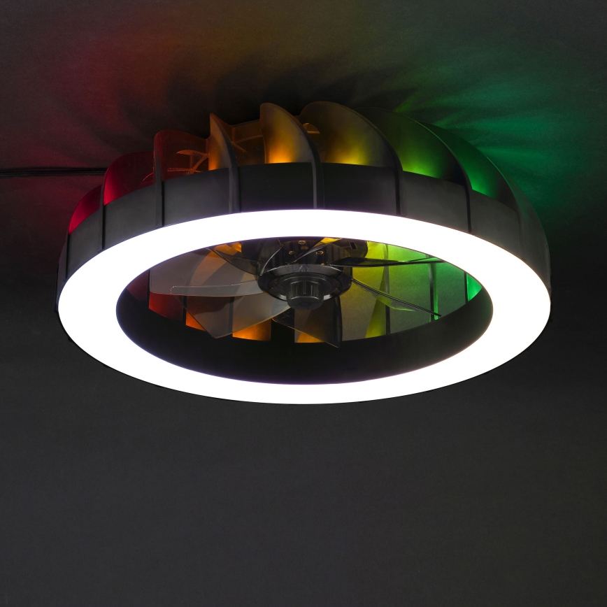 Brilliant - Ventilateur de plafond à intensité variable avec lumière RGBW FANORA LED/30W/230V 2700-6500K d. 46 cm noir + Télécommande