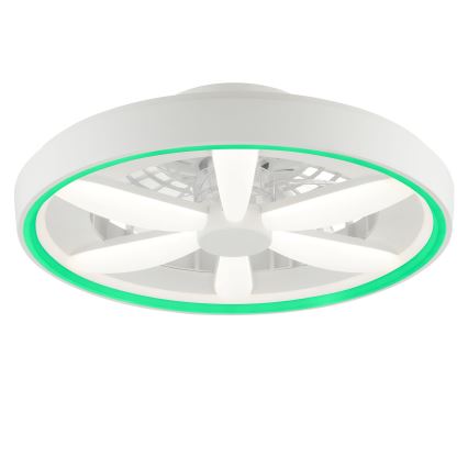 Brilliant - Ventilateur de plafond avec luminaire RGBW à intensité variable GAIANO LED/48W/230V 2700-6500K blanc + Télécommande