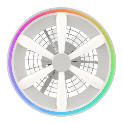 Brilliant - Ventilateur de plafond avec luminaire RGBW à intensité variable GAIANO LED/48W/230V 2700-6500K blanc + Télécommande