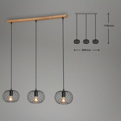 Brilo 4037-035 - Suspension sur câble 3xE27/40W/230V