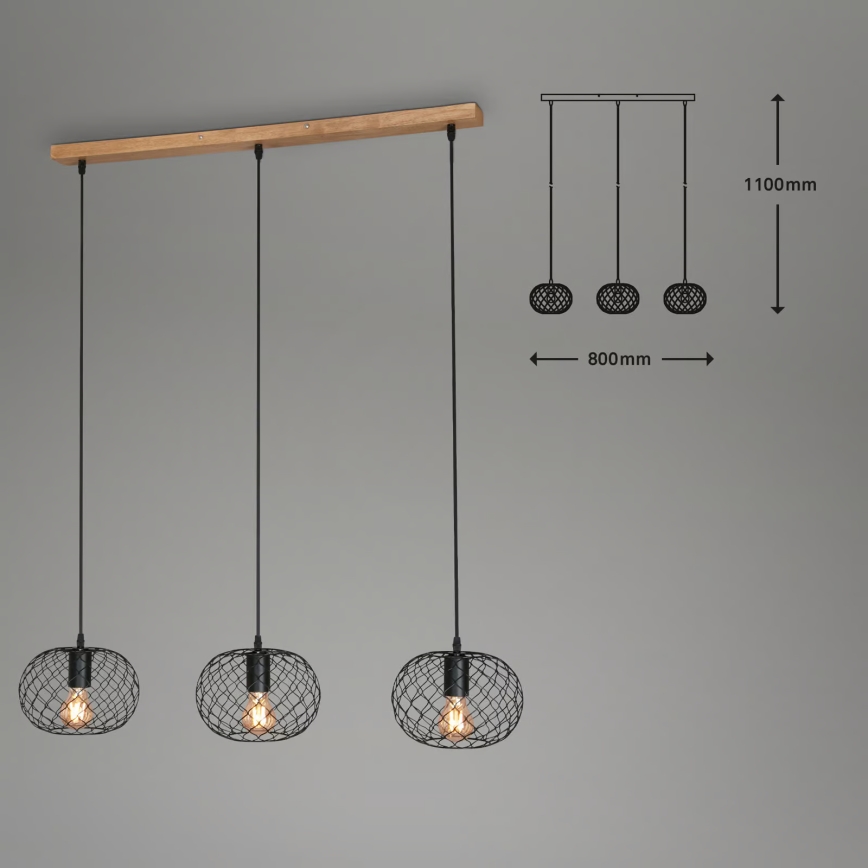 Brilo 4037-035 - Suspension sur câble 3xE27/40W/230V