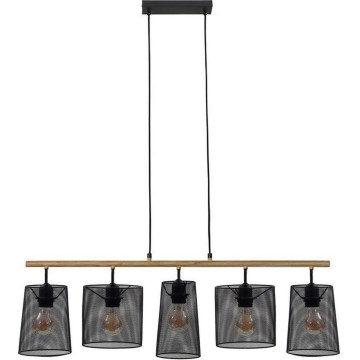 Brilo 4078-054 - Suspension sur câble WOOD & STYLE 5xE27/60W/230V