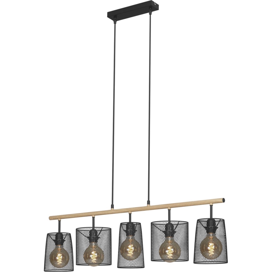 Brilo 4078-054 - Suspension sur câble WOOD & STYLE 5xE27/60W/230V
