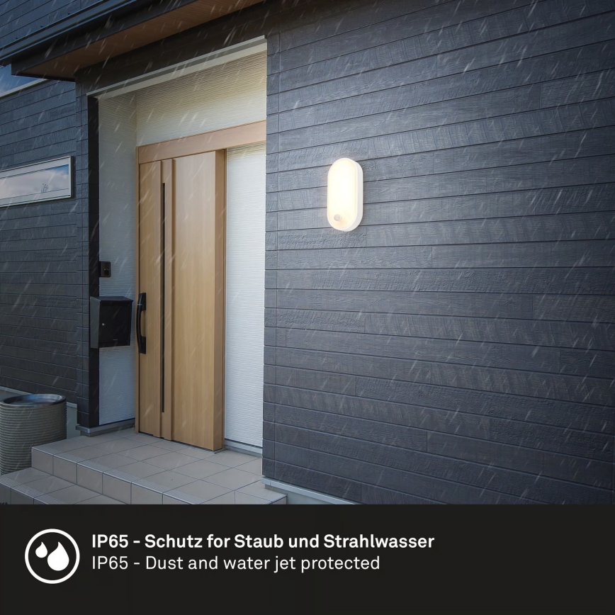 Brilo - Applique murale LED d'extérieur avec détecteur de mouvement et capteur crépusculaire RUCH LED/12W/230V IP65 blanche