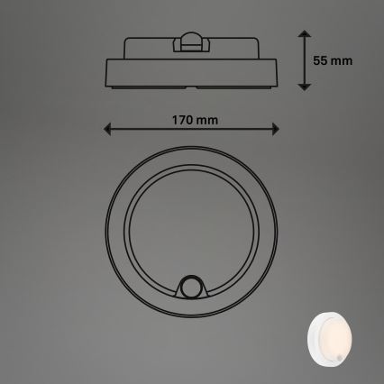 Brilo - Applique murale extérieure LED rechargeable avec capteur, 4 W / 5 V, 4400 mAh, IP44, blanche