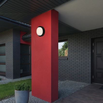 Brilo - Applique murale extérieure LED rechargeable avec détecteur, 4W/5V, 4400 mAh, IP44, noire