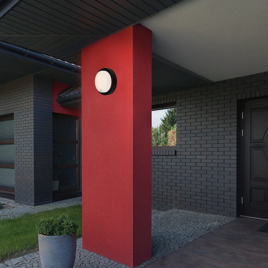 Brilo - Applique murale extérieure LED rechargeable avec détecteur, 4W/5V, 4400 mAh, IP44, noire