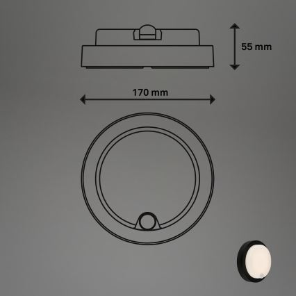 Brilo - Applique murale extérieure LED rechargeable avec détecteur, 4W/5V, 4400 mAh, IP44, noire