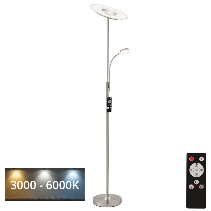 Brilo - Lampadaire à intensité variable LED/29,5W/230V + LED/3,5W 3000-6000K + télécommande