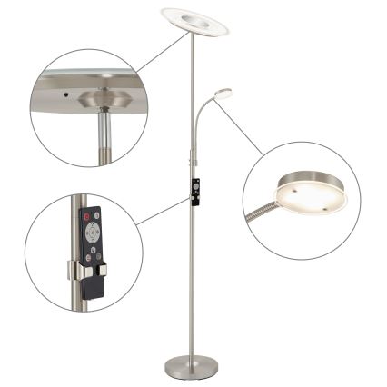 Brilo - Lampadaire à intensité variable LED/29,5W/230V + LED/3,5W 3000-6000K + télécommande