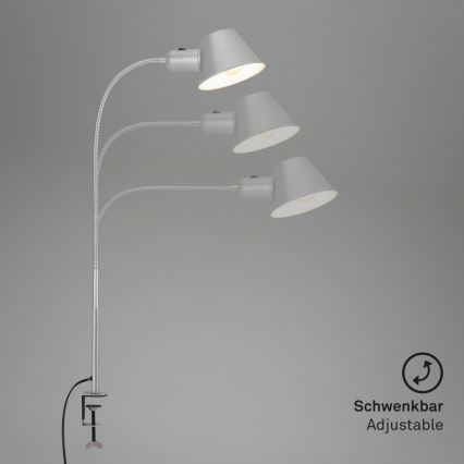 Brilo - Lampe de bureau flexible à pince 1xE27/10W/230V argentée