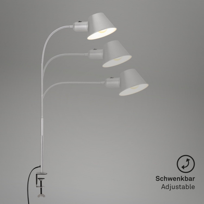 Brilo - Lampe de bureau flexible à pince 1xE27/10W/230V argentée