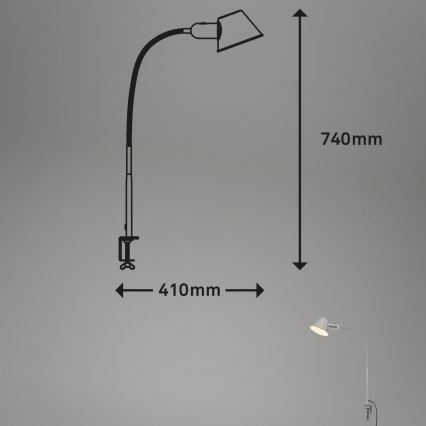 Brilo - Lampe de bureau flexible à pince 1xE27/10W/230V argentée