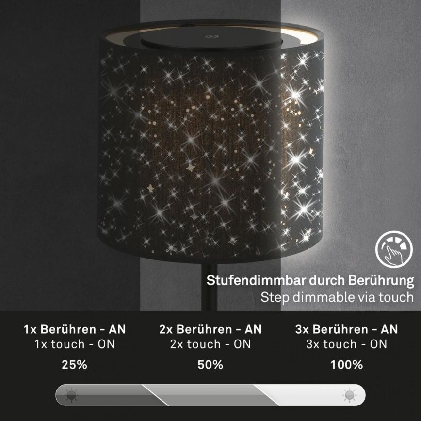 Brilo - Lampe de table d'extérieur rechargeable à LED dimmable LOLE LED/3W/5V 2000mAh IP44 noire