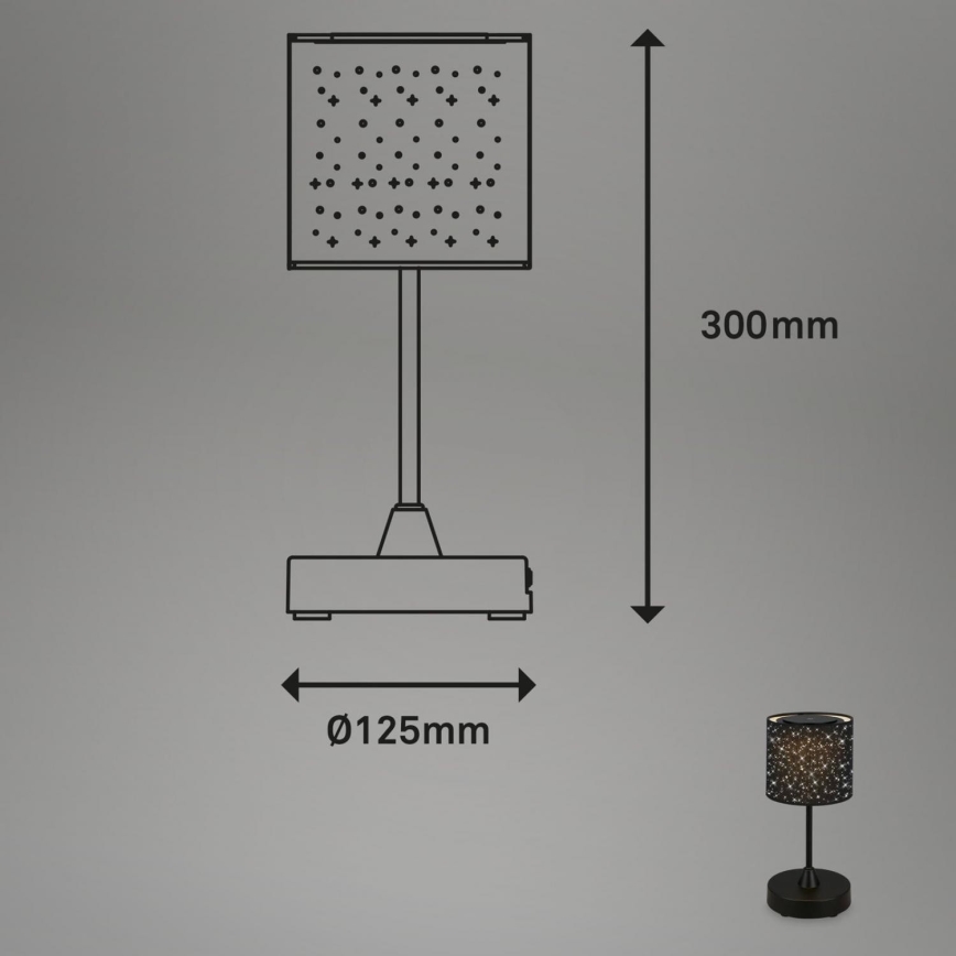 Brilo - Lampe de table d'extérieur rechargeable à LED dimmable LOLE LED/3W/5V 2000mAh IP44 noire