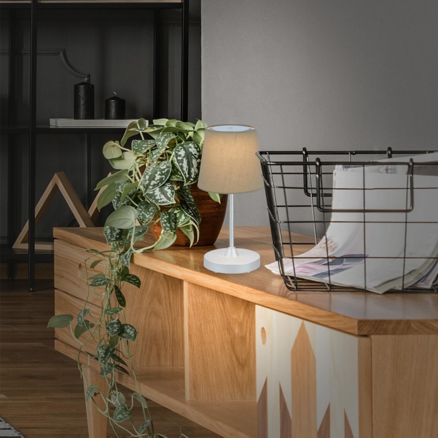 Brilo - Lampe de table d'extérieur à intensité variable et rechargeable LED/3W/5V IP44 argent/beige