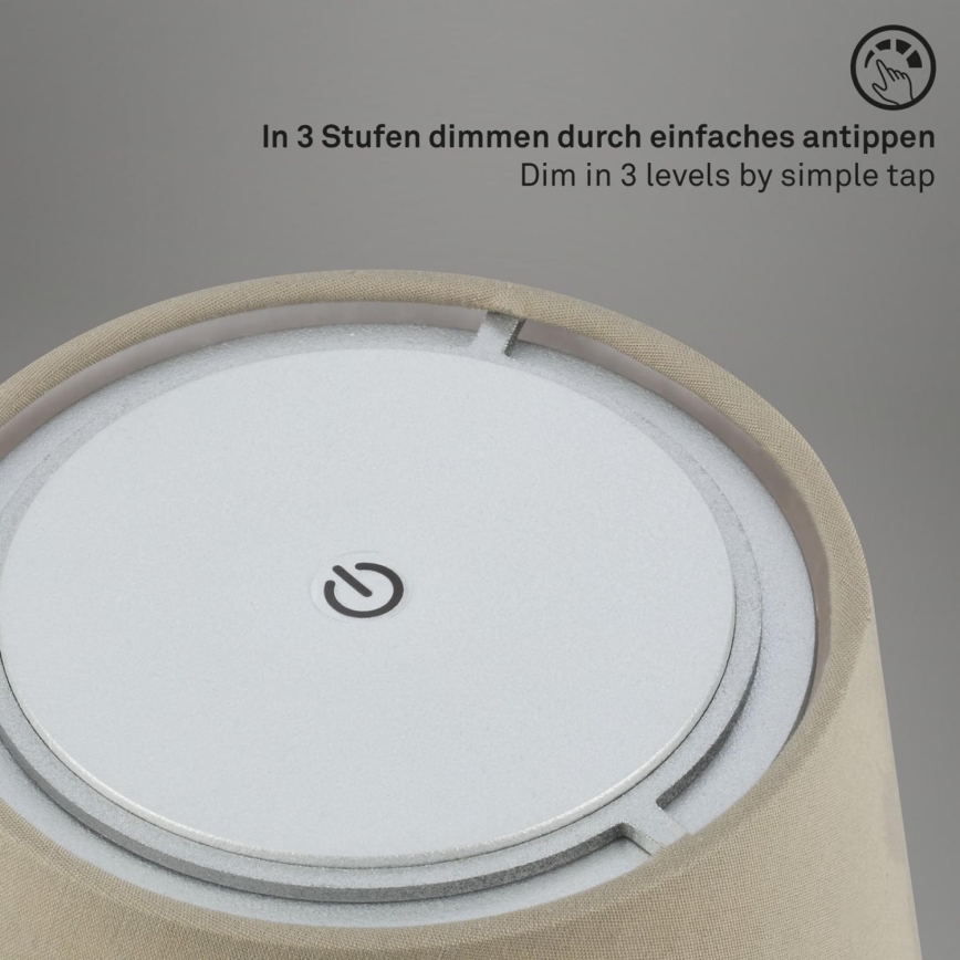 Brilo - Lampe de table d'extérieur à intensité variable et rechargeable LED/3W/5V IP44 argent/beige