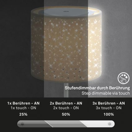 Brilo - Lampe de table d'extérieur à intensité variable et rechargeable LOLE LED/3W/5V 2000mAh IP44 argent/beige
