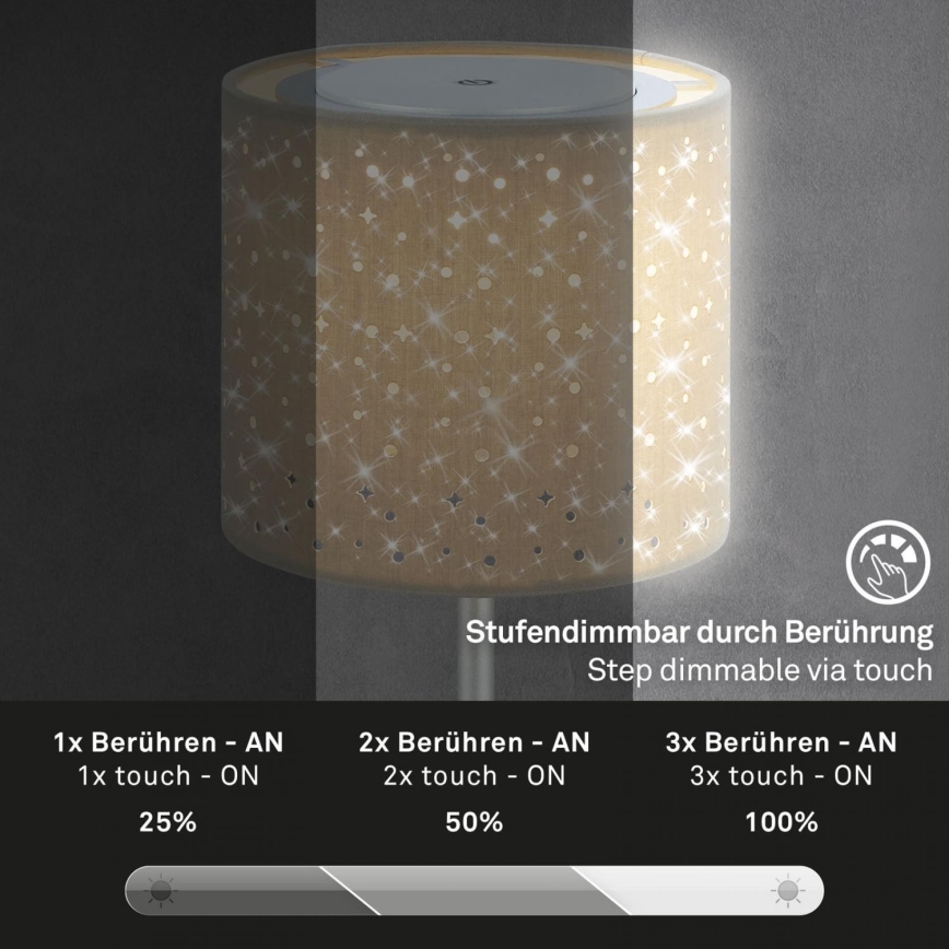 Brilo - Lampe de table d'extérieur à intensité variable et rechargeable LOLE LED/3W/5V 2000mAh IP44 argent/beige