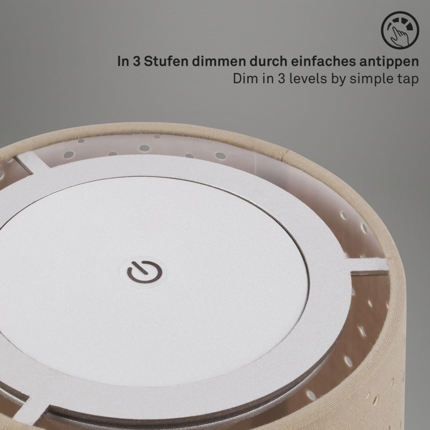 Brilo - Lampe de table d'extérieur à intensité variable et rechargeable LOLE LED/3W/5V 2000mAh IP44 argent/beige