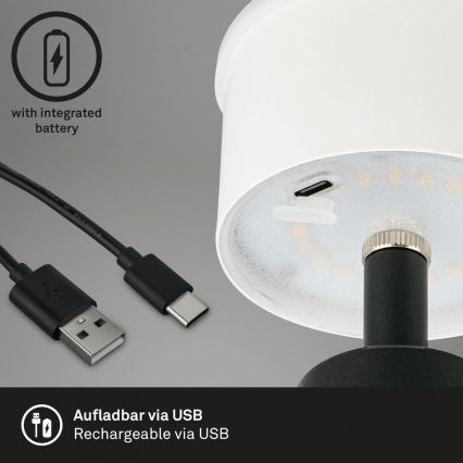 Brilo - Lampe de table d'extérieur à intensité variable et rechargeable LED/3,5W/5V IP44 noir