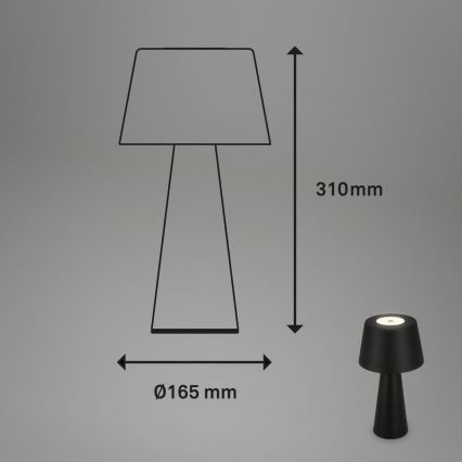 Brilo - Lampe de table d'extérieur à intensité variable et rechargeable LED/3,5W/5V IP44 noir
