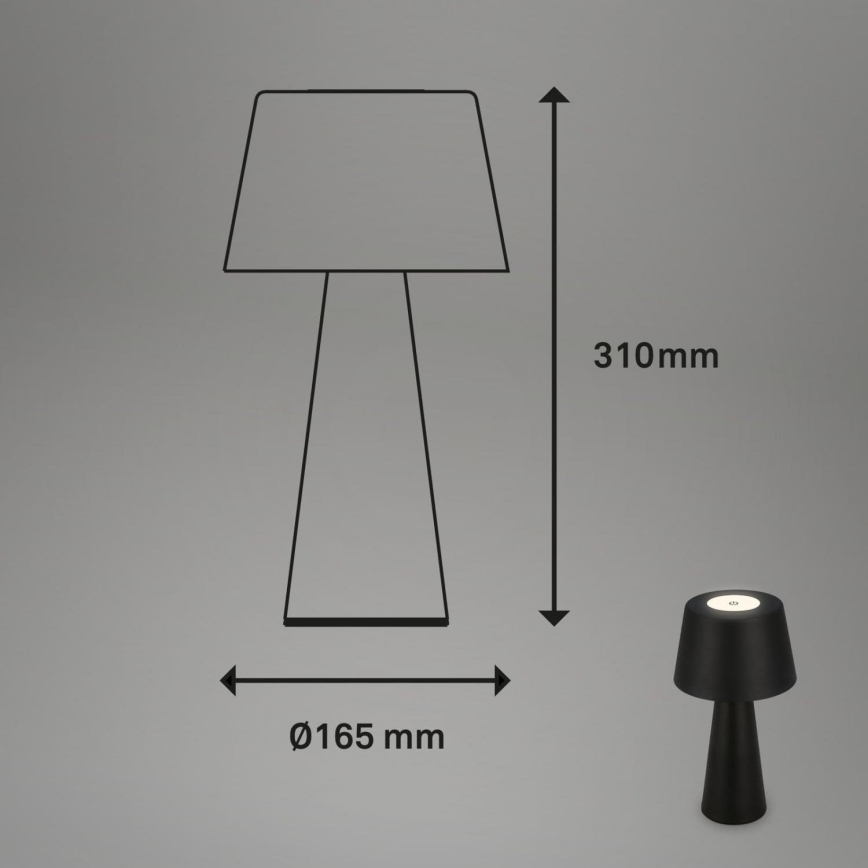 Brilo - Lampe de table d'extérieur à intensité variable et rechargeable LED/3,5W/5V IP44 noir