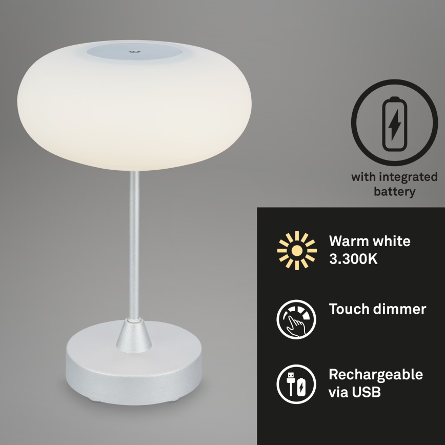 Brilo - Lampe de table d'extérieur rechargeable à LED dimmable OLANA LED/3W/5V 3300K IP44 2000 mAh