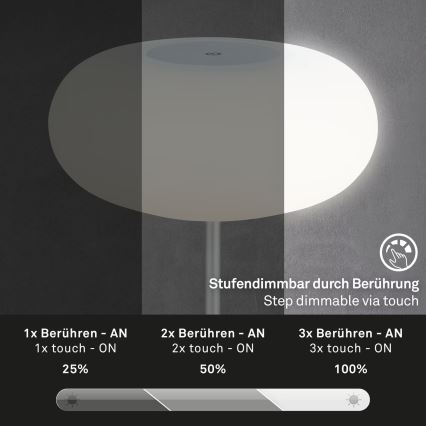Brilo - Lampe de table d'extérieur rechargeable à LED dimmable OLANA LED/3W/5V 3300K IP44 2000 mAh