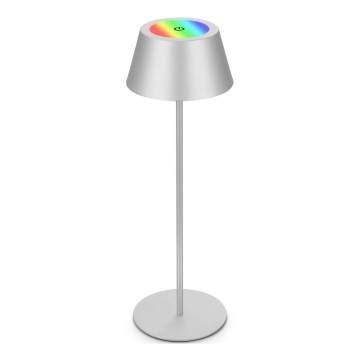 Brilo - Lampe de table d'extérieur tactile LED RVB dimmable et rechargeable KIKI LED/2,6W/5V IP44 2600 mAh argentée
