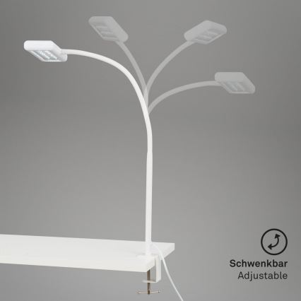 Brilo - Lampe de table flexible avec pince TRASNA LED/7,5W/230V blanc