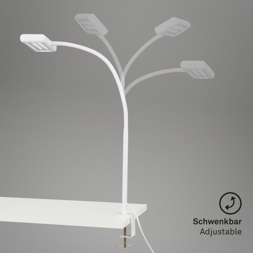 Brilo - Lampe de table flexible avec pince TRASNA LED/7,5W/230V blanc