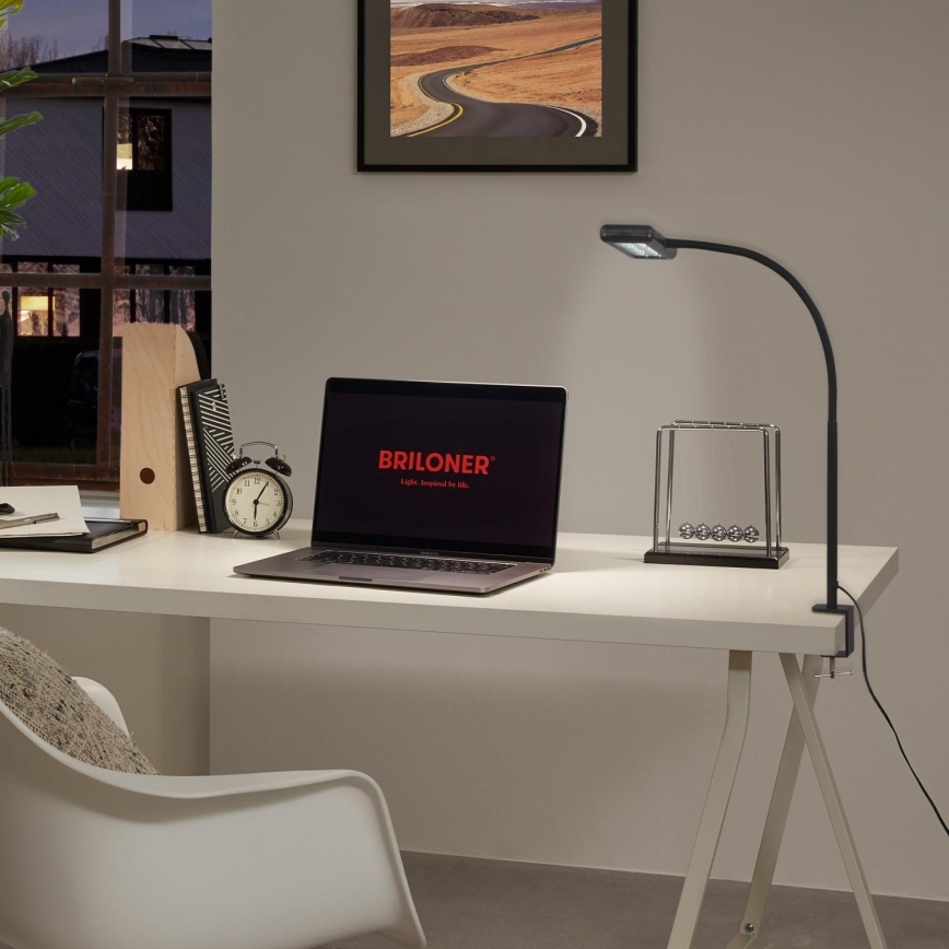 Brilo - Lampe de table flexible avec pince TRASNA LED/7,5W/230V noir