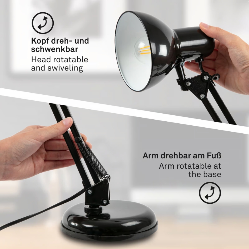 Brilo - Lampe de table PIXA 1xE14/25W/230V noire