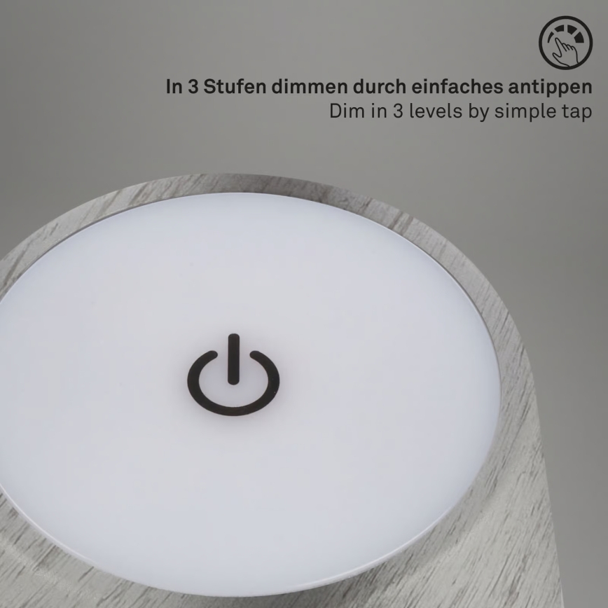 Brilo - Lampe de table d'extérieur tactile, rechargeable et dimmable KIKI LED/2,6W/5V IP44 2600 mAh argentée