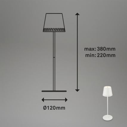 Brilo - Lampe de table d'extérieur tactile rechargeable et dimmable KIKI LED/2,6W/5V IP44 2600 mAh blanc