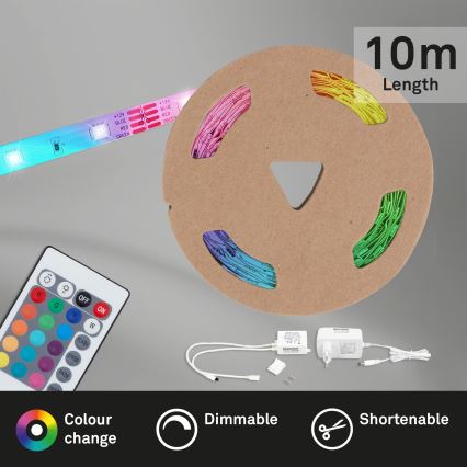 Brilo - LED RGB Ruban à intensité variable 11,5m LED/24W/230V + télécommande