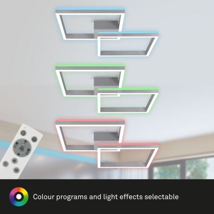 Brilo - LED RGBW Plafonnier à intensité variable FRAME 2xLED/17W/230V 2700-6500K + télécommande