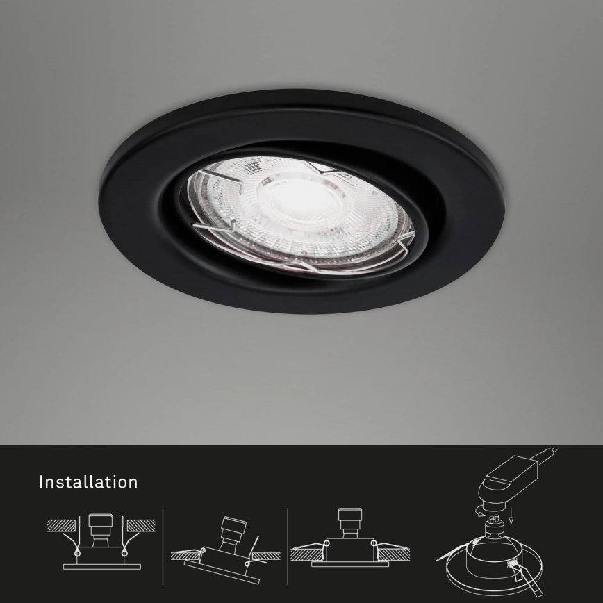 Brilo - LOT 3x Spot encastrable de salle de bain LED 1xGU10/5W/230V IP23 noir