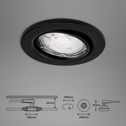 Brilo - LOT 3x Spot encastrable de salle de bain LED 1xGU10/5W/230V IP23 noir