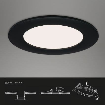 Brilo - LOT DE 3 SPOTS LED ENCASTRÉS POUR SALLE DE BAINS FLAT LED/6W/230V IP44, noirs