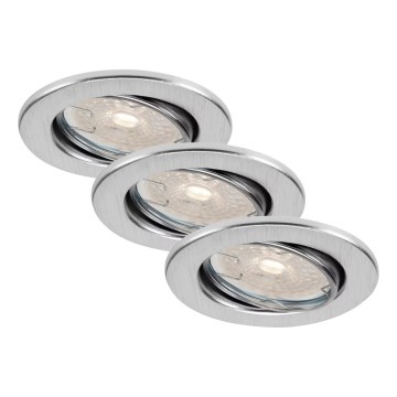 Brilo - Lot de 3 spots LED encastrés dimmables pour salle de bains, LED 5,5 W, 230 V, 3000 K, IP23, chrome mat