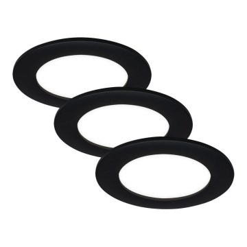 Brilo - LOT DE 3 SPOTS LED ENCASTRÉS POUR SALLE DE BAINS FLAT LED/6W/230V IP44, noirs