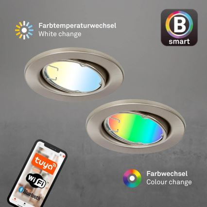 Brilo - LOT x3 Luminaire LED RGBW à intensité variable salle de bain 1xGU10/4,9W/230V 2700-6500K Wi-Fi Tuya IP23 + télécommande