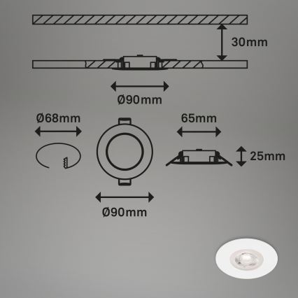 Brilo - LOT x4 Spot encastrable de salle de bain LED/4,9W/230V IP44 blanc