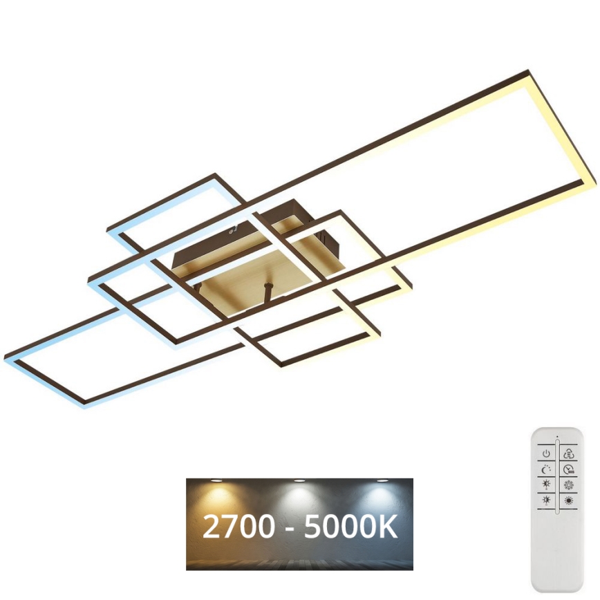 Brilo - Plafonnier à intensité variable FRAME LED/51W/230V 2700-5000K marron/doré + télécommande