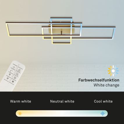 Brilo - Plafonnier à intensité variable FRAME LED/51W/230V 2700-5000K marron/doré + télécommande